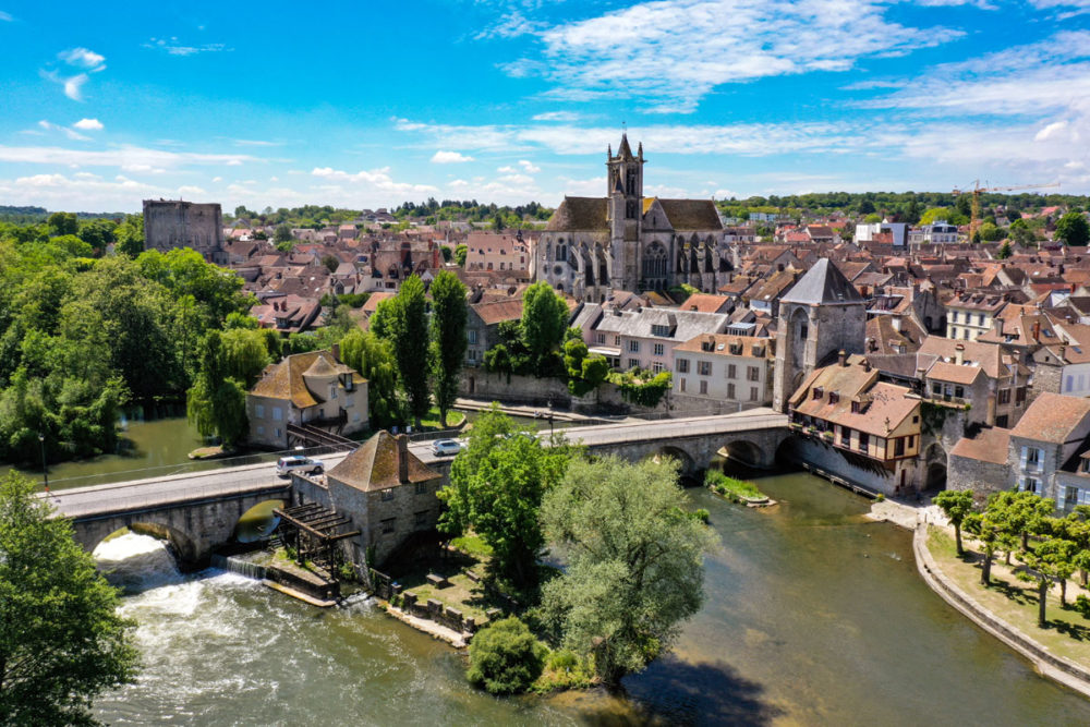 Ariel view of Moret sur Loing in France